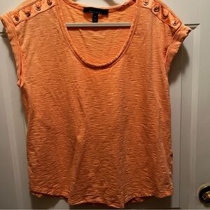 White House Black Market XL Orange Button-Shoulder Top